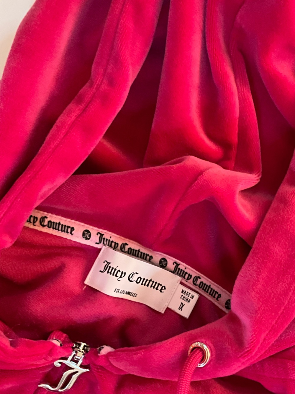 Juicy Couture OG BIG BLING VELOUR HOODIE Hot Pink - Picture 12 of 16